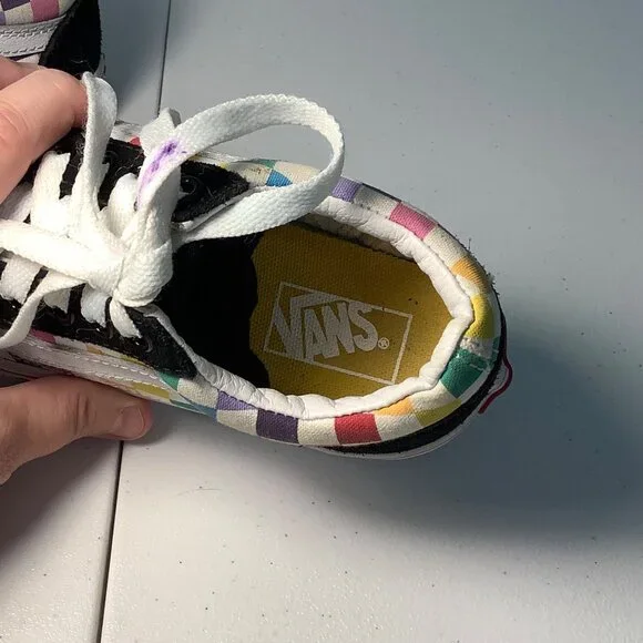 Vans Kids Sz 1 Off the Wall Checkerboard Multicolor Sneakers 721356 Skater Shoe - Picture 8 of 9